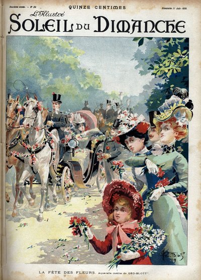 Bloemenfeest. Naar een aquarel van Geo Blott. Gravure in 