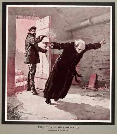 Executie van Monseigneur Budkiewicz door de OGPU, uit Histoire des Soviets, uitgegeven 1922 door Georges Carrey