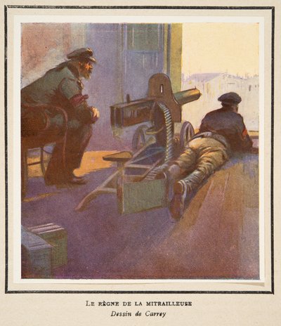 De kracht van het machinegeweer, uit Histoire des Soviets, uitgegeven 1922 door Georges Carrey