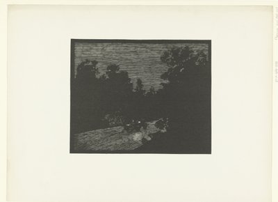 Landschap met rijtuig getrokken door paard bij nacht door Georges Charles Victor Léopold Hugo