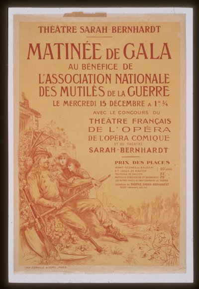 Gala ochtend ten behoeve van de Nationale Vereniging van Oorlogsinvaliden Sarah Bernhardt Theater door Georges Clairin