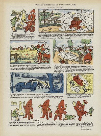 Vreugden en verdriet van autorijden. Illustratie voor Le Rire door Georges Delaw