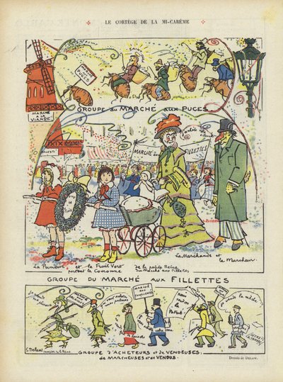 De Mid-Lent optocht. Illustratie voor Le Rire door Georges Delaw