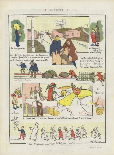 De griep. Illustratie voor Le Rire door Georges Delaw