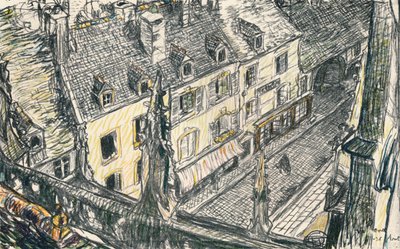 Een Straat in Valogne, ca. 1911 door Georges Dupuis