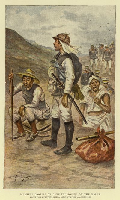 Japanse koelies of kampvolgers op mars door Georges Ferdinand Bigot