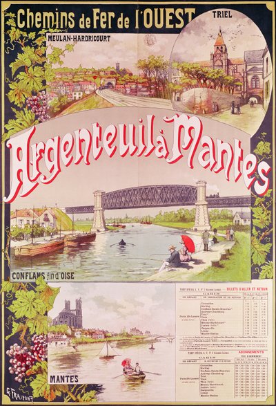 Poster die de Western Railway-lijn van Argenteuil naar Mantes adverteert door Georges Fraipont