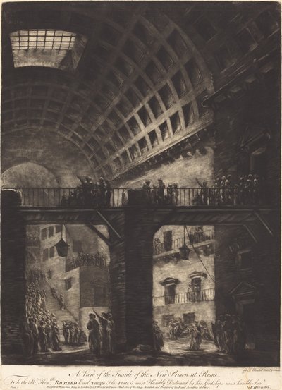 Een Uitzicht op de Binnenkant van de Nieuwe Gevangenis in Rome door Georges François Blondel