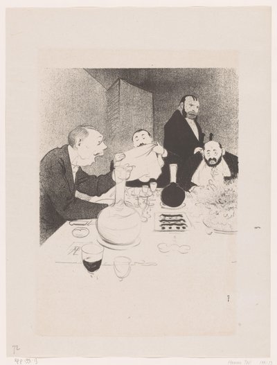 Mannen aan tafel tijdens een diner door Georges Hermann Rene Paul