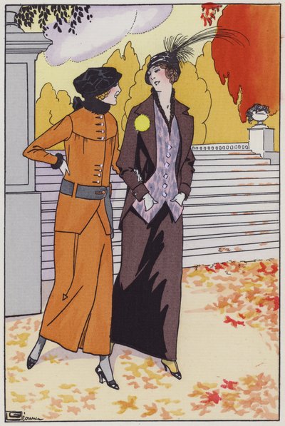 Damesmode uit de jaren 1920 door ontwerpster Augusta Bernard door Georges Leonnec