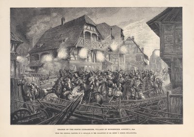 Aanval van de Negende Cuirassiers, dorp Morsbronn, 6 augustus 1870, 1874-1900 door Georges Léon Alfred Perrichon