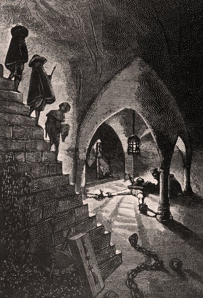 La Cave Pénale - illustratie uit L’Homme qui rit, 19e eeuw door Georges Marie Rochegrosse