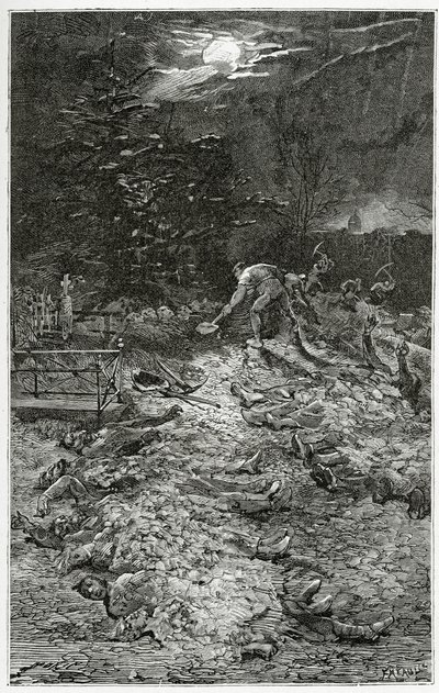 Montmartre Begraafplaats - illustratie uit Napoléon le Petit, 19e eeuw door Georges Marie Rochegrosse