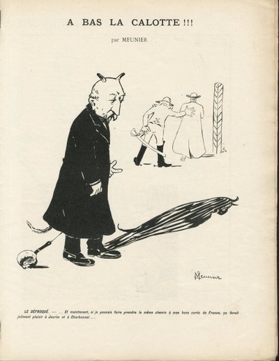 Illustratie van Georges Meunier (1869-1934) in Le Panache, royalistisch geïllustreerd tijdschrift, 20/01/04 - Royalisme, Religie Geloof - Combes Emile, Duivel - Animalisatie door Georges Meunier