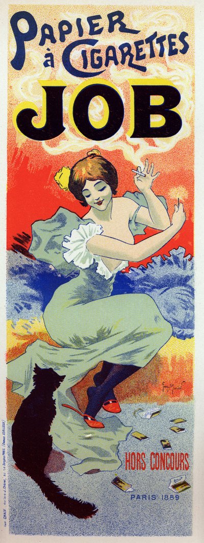 Levensstijl. Job rolt papier voor sigaret. Poster door Georges Meunier, Frankrijk, ca. 1895 door Georges Meunier