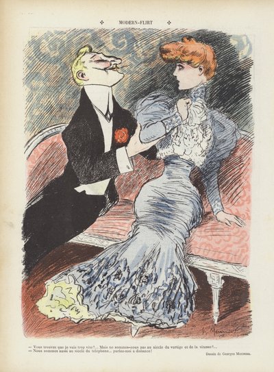 Modern flirten. Illustratie voor Le Rire door Georges Meunier