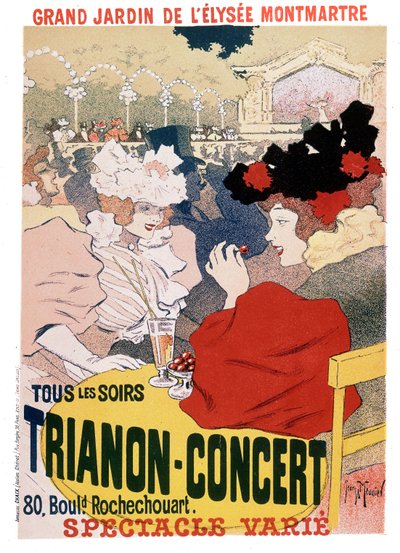 Poster voor de shows in Trianon concert in de tuin van Parijs cabaret Elysee Montmartre, ca. 1900 door Georges Meunier