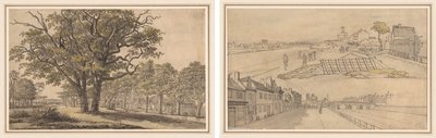 Landschap (recto) Twee Uitzichten van Parijs (verso) door Georges Michel
