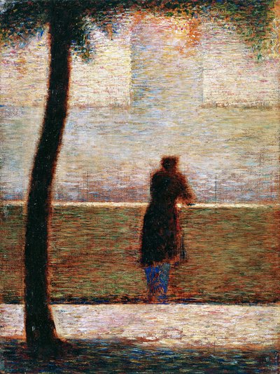 Een Man Leunend op een Borstwering, ca. 1881 door Georges Pierre Seurat