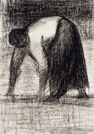 Een boerin met handen in de grond door Georges Pierre Seurat