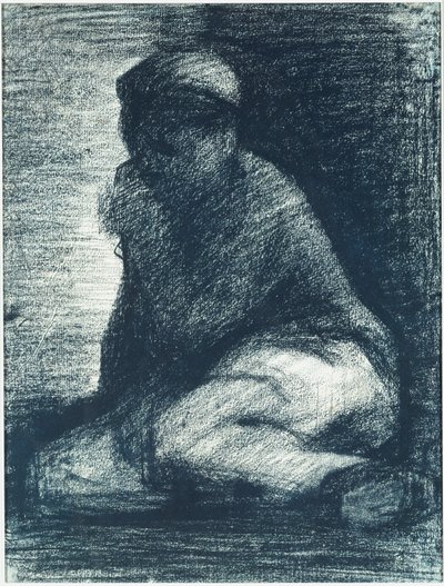 Een Jonge Man Hurkend, ca. 1882 door Georges Pierre Seurat