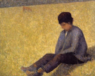 Jongen Zittend op het Gras, c.1882 door Georges Pierre Seurat