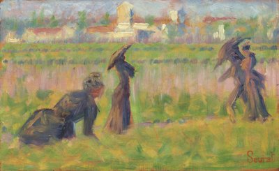 Figuren in een landschap, ca. 1883 door Georges Pierre Seurat