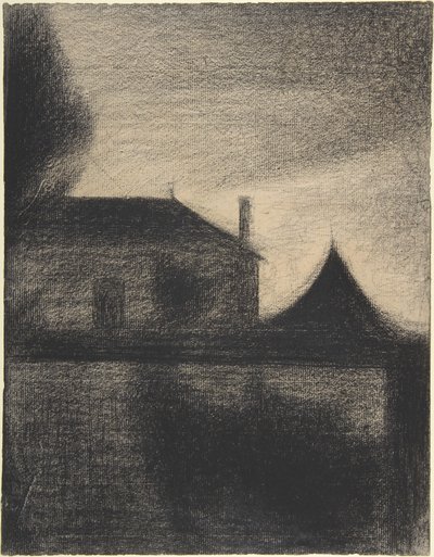 Huis bij schemering door Georges Pierre Seurat