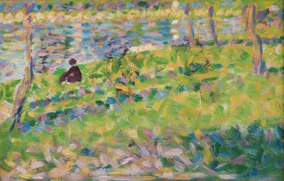 Landschap, Zittende Man door Georges Pierre Seurat