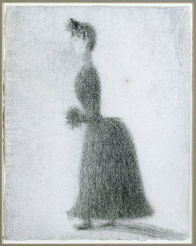 De wandelaar met een mof, ca. 1884 door Georges Pierre Seurat