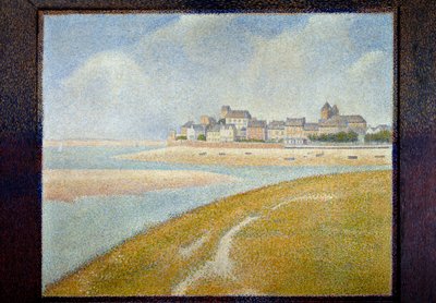 Uitzicht op Le Crotoy vanaf stroomopwaarts door Georges Pierre Seurat