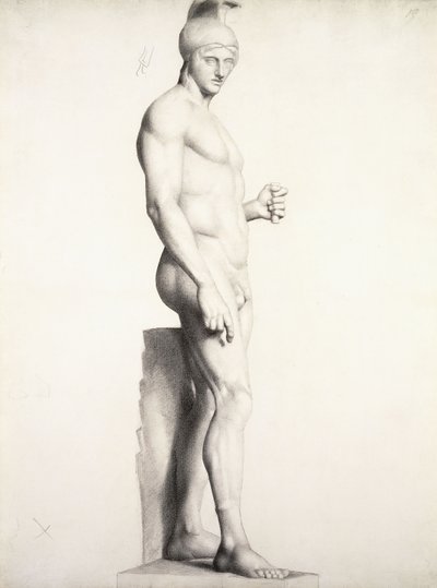 Krijger met een helm, in profiel, 1875-1878 door Georges Pierre Seurat