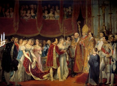 Religieus huwelijk van Napoleon I met Aartshertogin Marie Louise van Habsburg-Lotharingen, 2/04/1810 in de Salon carré du Louvre door Georges Rouget