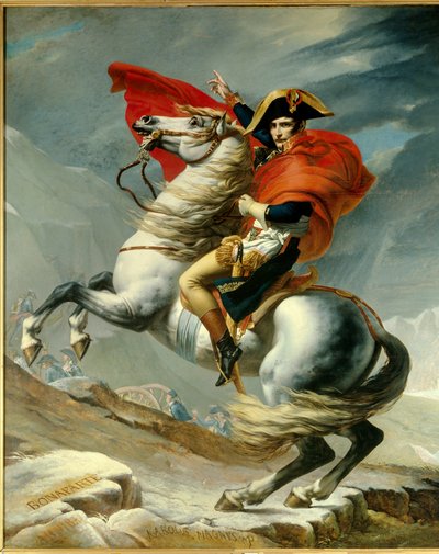 De Eerste Consul Napoleon Bonaparte die de Alpen oversteekt bij de pas van de Grote Sint-Bernard in mei 1800 door Georges Rouget