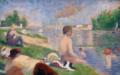 Eindstudie voor "Badgasten bij Asnières door Georges Seurat