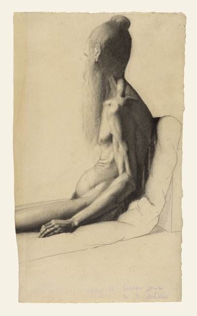 Naaktstudie van een oude man (Père Bainville) door Georges Seurat
