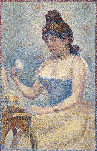 Jonge vrouw die zichzelf poedert door Georges Seurat