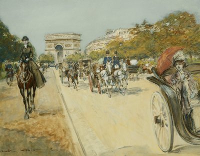 Elegante Figuren voor de Arc de Triomphe, Parijs door Georges Stein