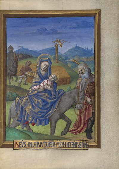 De vlucht naar Egypte uit een getijdenboek Ms. 48 fol. 67 door Georges Trubert