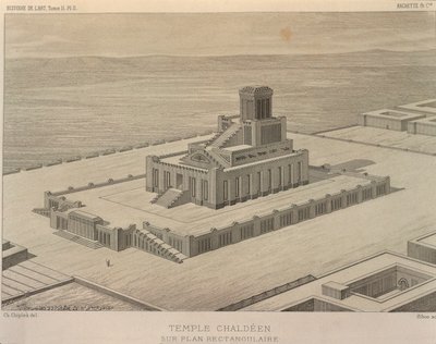 Reconstructie van een Chaldeeuwse tempel door Georges and Chipiez Charles Perrot