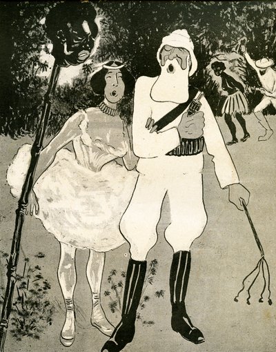 Leopold II en Cleo de Merode zingen een operetteduo, 1904 door Georges d 1878 1937 Ostoya