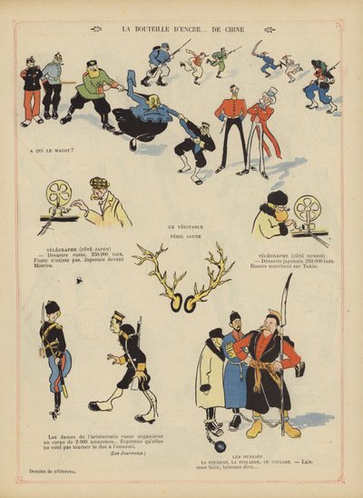 Satire op de Russisch-Japanse oorlog. Illustratie voor Le Rire door Georges d 1878 1937 Ostoya