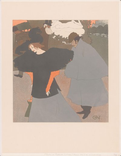 Dame op straat gevolgd door een heer door Georges de Feure
