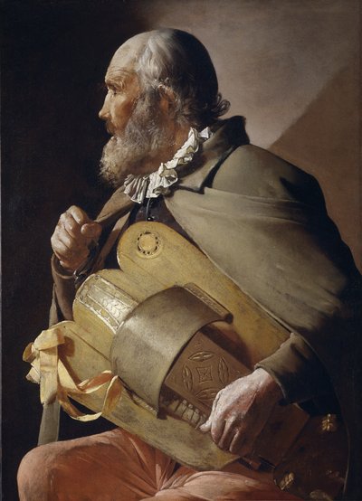 Blinde draailierspeler, 1610-1630 door Georges de La Tour