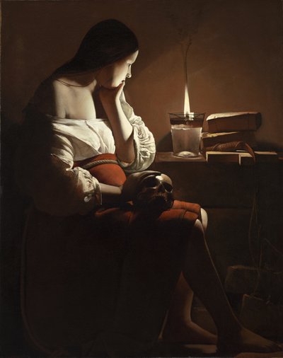 De Magdalena met de brandende vlam door Georges de La Tour