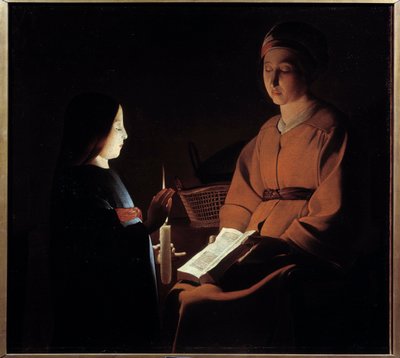 Opvoeding van de maagd door Georges de la (after) Tour