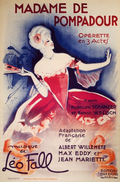 Poster voor Madame De Pompadour, operette door Georges pseudonym of Edmond Vernier Dola