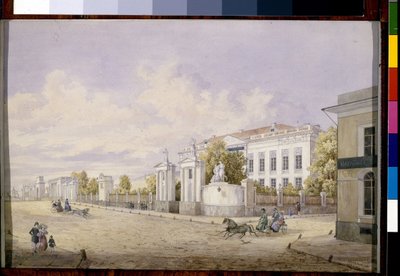 De Grote Lubyanka Straat in Moskou door Georgi Filippovich Baranovsky