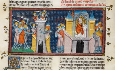 De plundering van Orléans door de Hunnen, gebed van Agnan, uit Chroniques de France ou de St Denis, 14e eeuw (22716441545) door Georgia Levan Ramishvili from Tbilisi