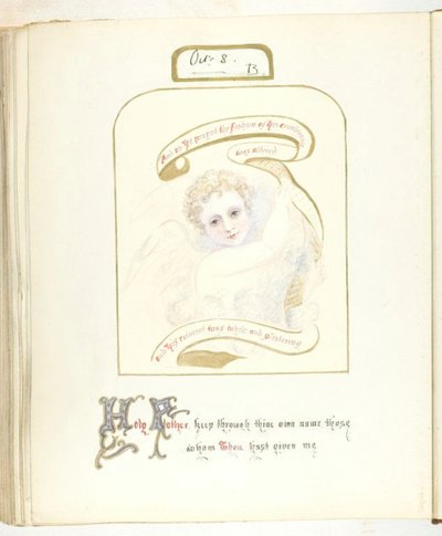 Zonder Titel [cherub en religieuze tekst] door Georgina Cowper